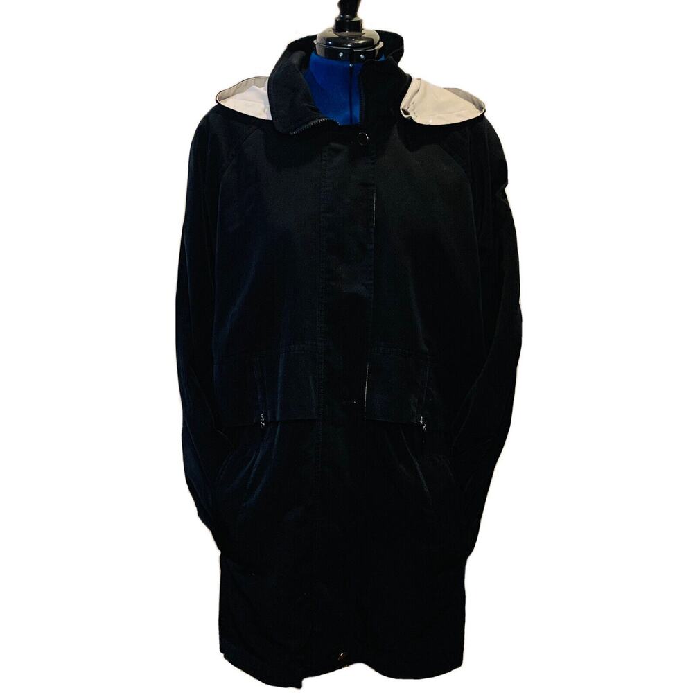 Womens Coat Size XL Carolina Colours Black Light Weight Hooded Zipper Imperfect